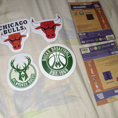 NBA stickers used, 4 pieces from Milwaukee Bucks and Chicago Bulls