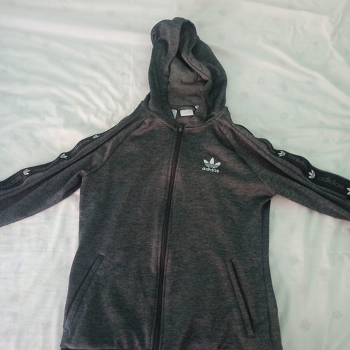 Adidas hoodie jacket, black and grey, size XL