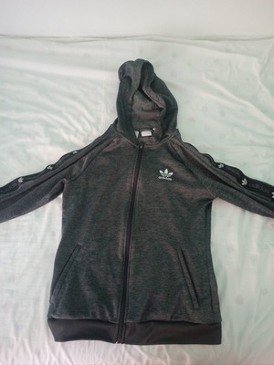 Adidas hoodie jacket, black and grey, size XL