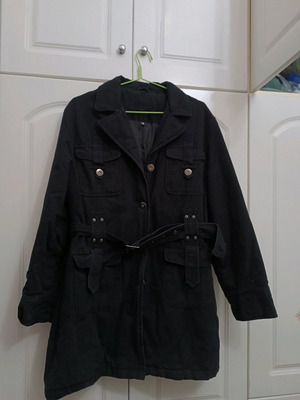 Black jacket used with belt and pockets, size XXL