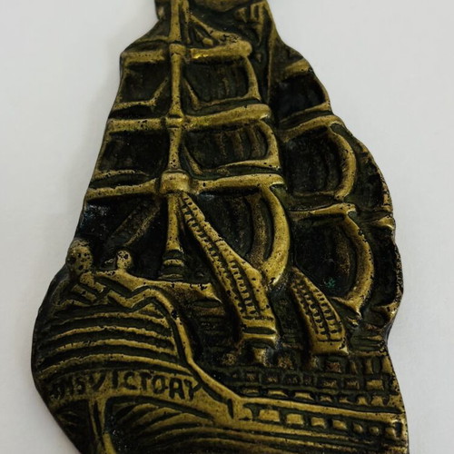 Antique Maritime Horse Brass HMS Victory Rye used, solid bronze