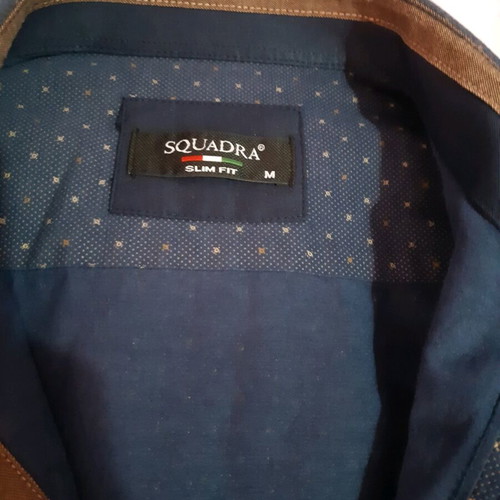 Men's shirt dark blue with brown details like new, size M