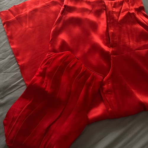 Zara satin bustier-pants set like new, red