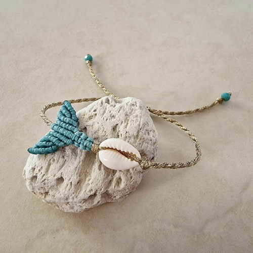 Mermaid tail bracelet handmade new in turquoise and gold