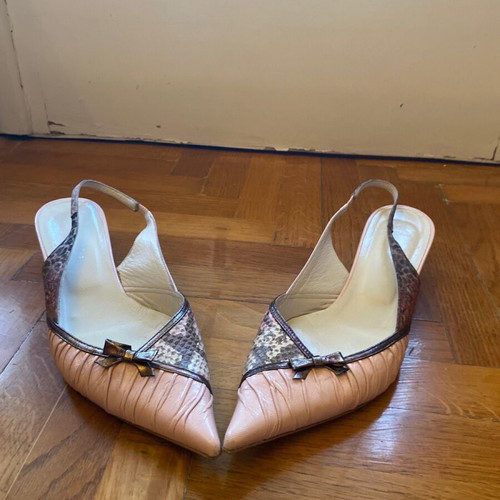 Tsakiris Mallas vintage Y2K coquette heels used, beige and pink