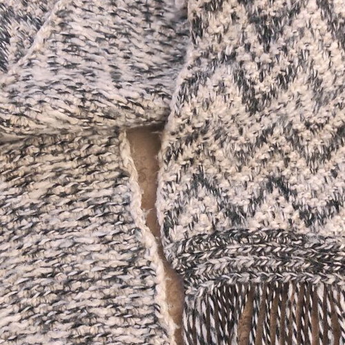 Kookai scarf used, knitted wool blend, black and beige