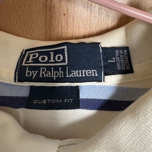 Polo Ralph Lauren men's shirt used, white with blue stripes, size L