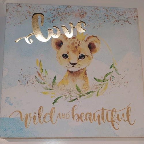 Lighted frames with lion cubs, set of 2 pieces