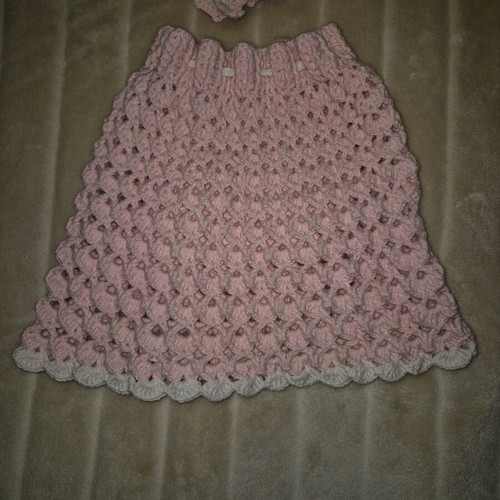 Handmade knitted cape and skirt set new pink