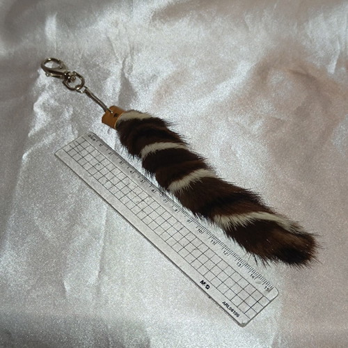 Fur keychain used, beige and brown, from Kastoria