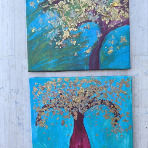 Handmade frames used, set of two 24x30 cm each