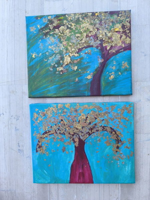 Handmade frames used, set of two 24x30 cm each