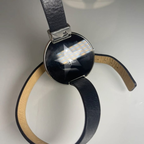 Thierry Mugler double wrap wristwatch black leather like new