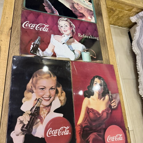 Coca Cola old metal signs used, set of 4, 30x50 cm