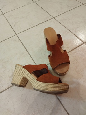 Oh My Sandals δερμάτινες πλατφόρμες mules μεταχειρισμένες, κάμελ, νούμερο 40
