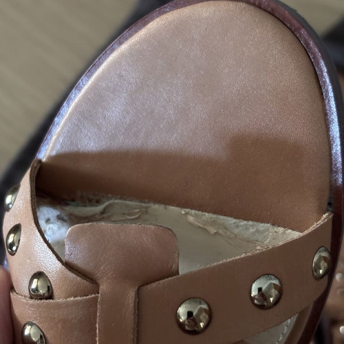 Vince Camuto leather flat sandals used, size 38, brown with studs