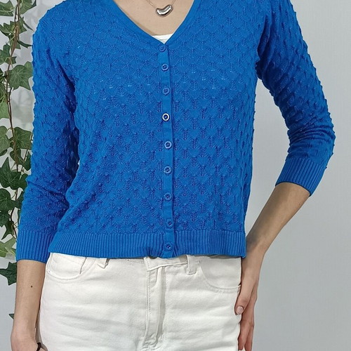 Blue knitted cardigan like new with V neckline size S