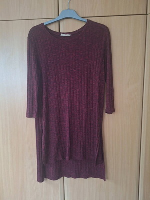 Stradivarius long shirt used, red, size M, 3/4 sleeves