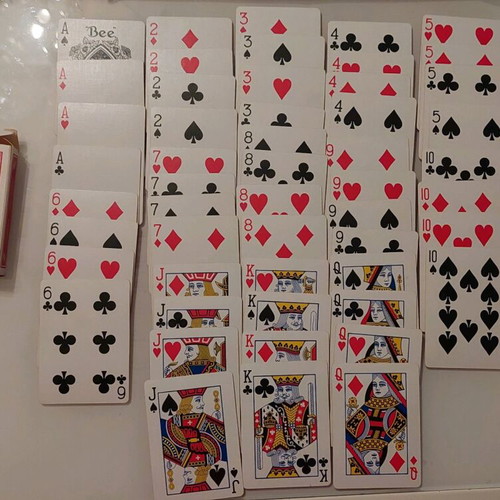Playing cards used, pack of 4