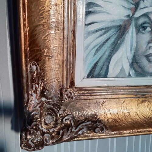 Illusion painting The face of Adam by Mikelangelo acrylics like new