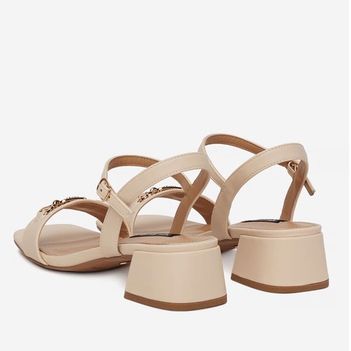 Nine West women's ivory sandals, block heel