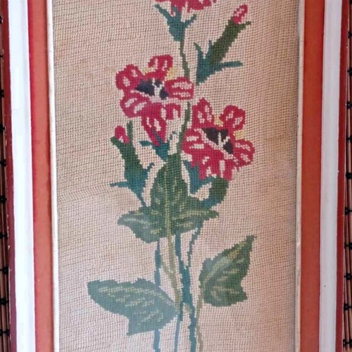 Embroidered handmade painting Hibiscus flowers 22×40