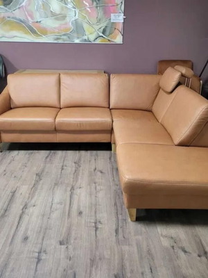 Light Brown Leather Corner Sofa Viola new with storage function
