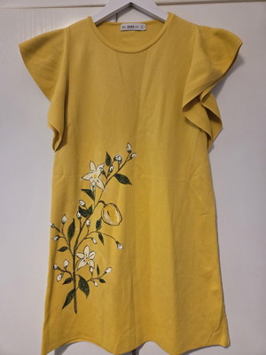Zara Handpainted Lemon Dress Like New, Yellow, Size M