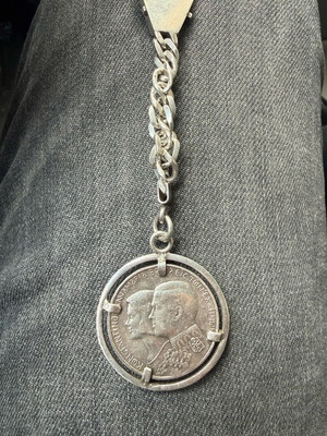 Silver 30Drachma Royal Wedding Coin like new, keychain