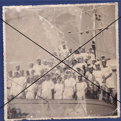Greek Navy Crew Group Photo used, 13.5x13.5 cm