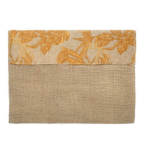 Woven clutch bag brown/mustard new with gold details