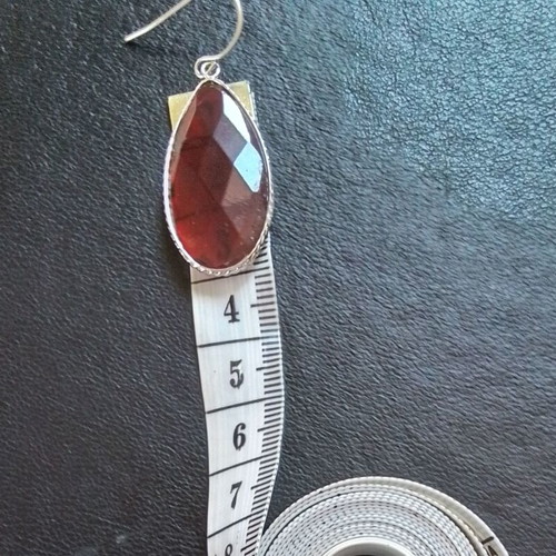 Silver 925 earrings with red zircon stone like new