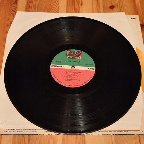 Led Zeppelin I vinyl record used, rare Greek edition 1975