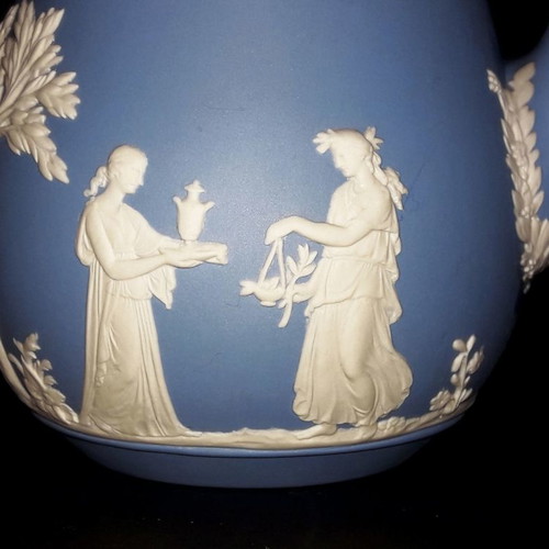 Wedgwood Jasperware teapot - coffee pot used, height 18cm