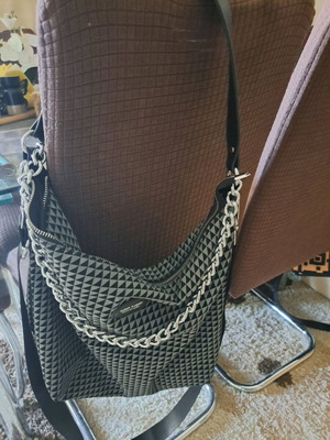 Fullah Sugah handbag new, black and grey with silver chain