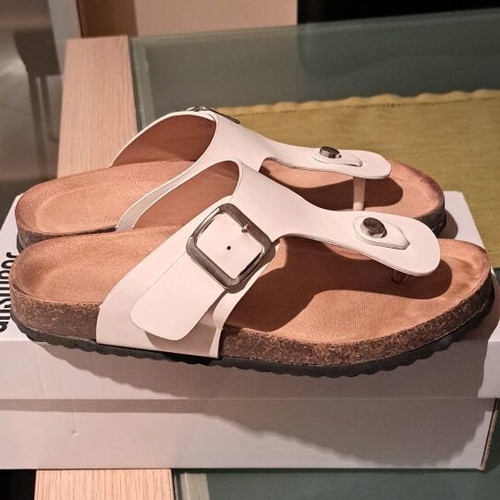 Sandals slippers white, like new, size 37
