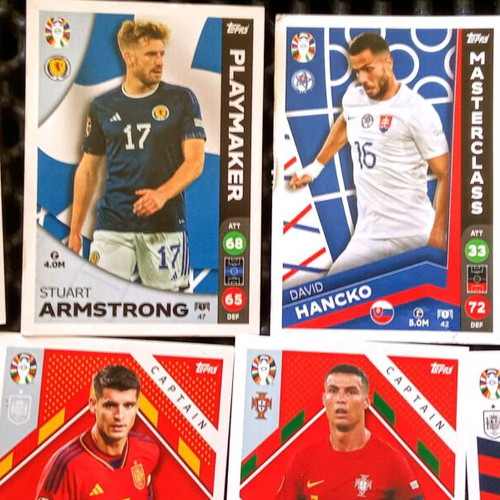 Match Attax Euro24 cards like new, 9 pieces with double Alvaro Morata
