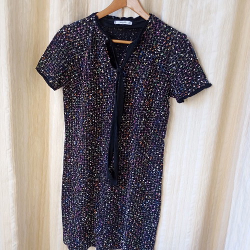 Tweed knitted Mango office dress like new, black, size M