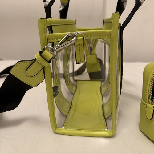 DKNY crossbody handbag, yellow-green, transparent with inner pouch