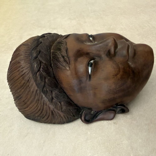 Asian vintage wooden carved mask used