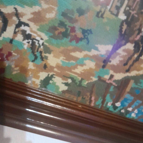 Embroidered antique painting used
