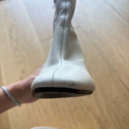Zara boots beige faux leather with zipper, size 39, like new