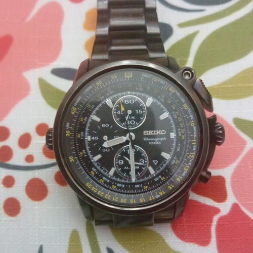 Seiko Flightmaster 7T62-0HM0 ανδρικό ρολόι σαν καινούργιο, μαύρο