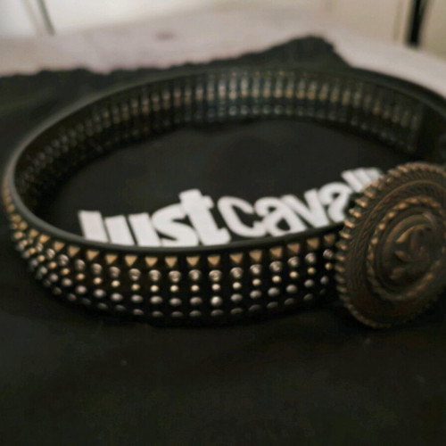 Just Cavalli Vintage authentic leather belt with studs used, brown, size 100cm