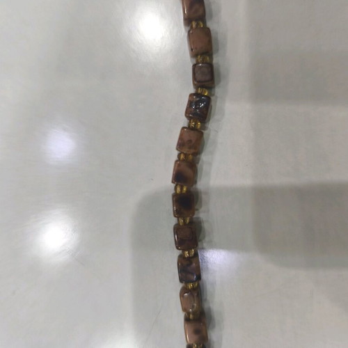 Necklace with brown square beads minimal style new