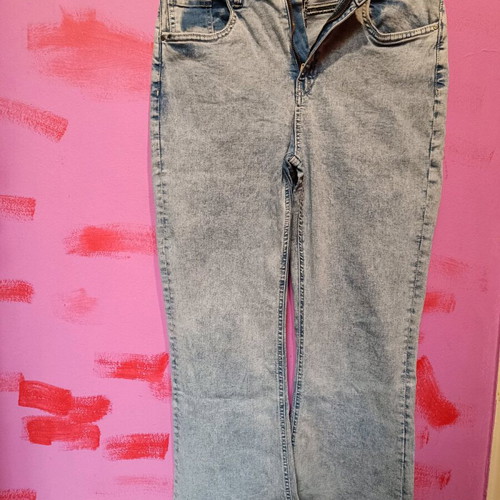 Pink Woman elastic bell-bottom jeans size L like new, blue