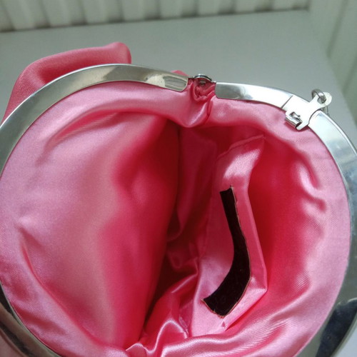 Pink satin shoulder bag new with detachable chain