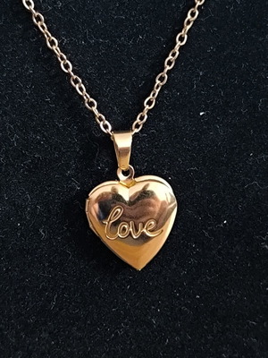 Heart Love Locket Necklace gold color, new