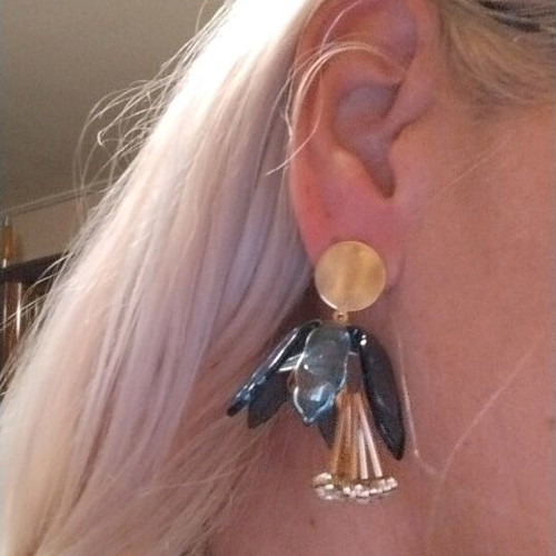Earrings new, blue and gold