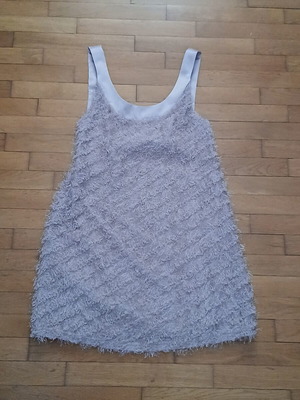 Mina UK sleeveless dress with fringes and satin straps size M/L like new beige